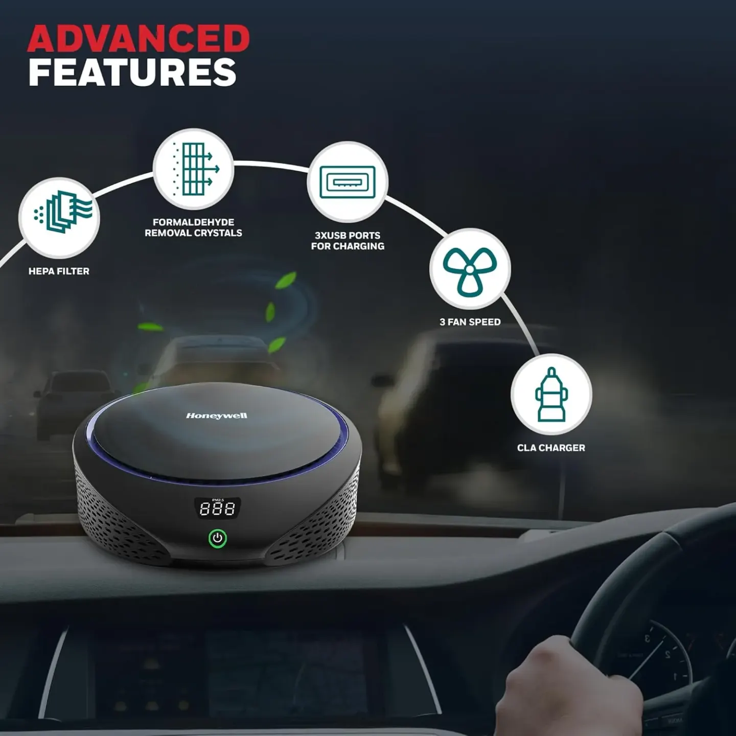 Honeywell جهاز تنقية هواء Honeywell Move Pure 5 Car - صورة مصغرة 3
