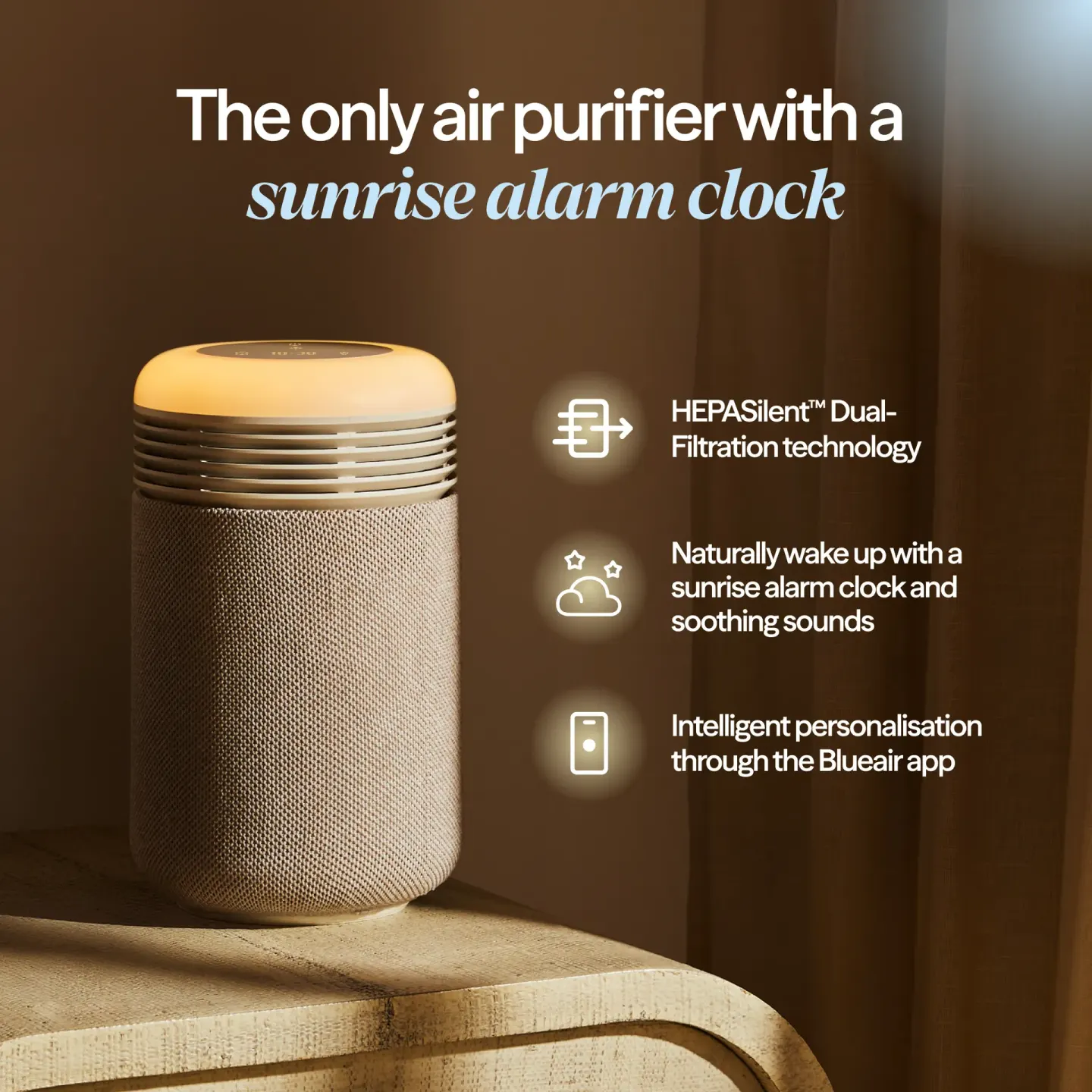 Blueair جهاز تنقية هواء Blueair Mini Restful Sunrise Clock - صورة مصغرة 2