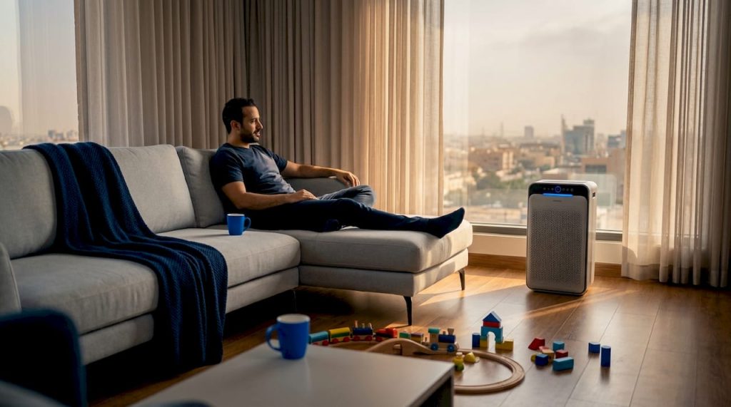 City-specific air purifier features for Saudi homes